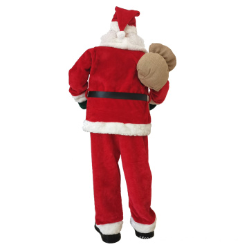 Standing Plush Santa Claus Figure with Mistletoe Bag